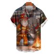 thumbnail image 4 of Blusa y camisa de manga corta con cuello vuelto para hombre, informal, a la moda, con estampado navideño, bolsillo, botones, blusa de manga corta con cuello vuelto, blusa de poliéster para hombre, 4 of 6