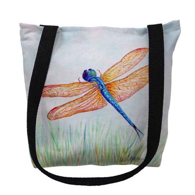 Sac Fourre-Tout Libellule 13 x 13 Po, Ambre et Bleu