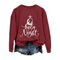 thumbnail image 2 of Red Womens Fashion Hoodies & Sweatshirts Women's Oh Holy Night Print Casual Sweatshirt Fall Trendy Outfits, 2 of 4