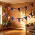 thumbnail image 6 of Party Decorations, Independence Day Bunting, Patriotic Flag Banner for 4th of July, Red White Blue Star Striped Pennants, Hanging Decor for Fireplace Wall Window, 6 of 8