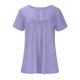 thumbnail image 4 of Camisetas Casuales de Mujer Cuello Redondo de Color Sólido con Diseño de Manga de Botón Ahuecado, Camiseta de Verano Ligera para Uso Diario, 4 of 8
