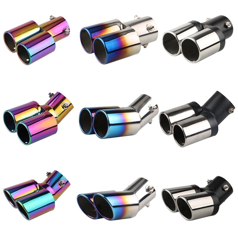 Car Exhaust Tip Stainless Steel Dual Tailpipe Throats Muffler Exhaust Tip Auto Modification