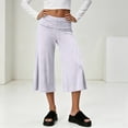 thumbnail image 3 of Dwellite Wide Leg Cropped Pants for Women Low Rise Fold Over Stretch Pants for Summer Beach Holiday Streetwear Light pink 2XL, 3 of 8
