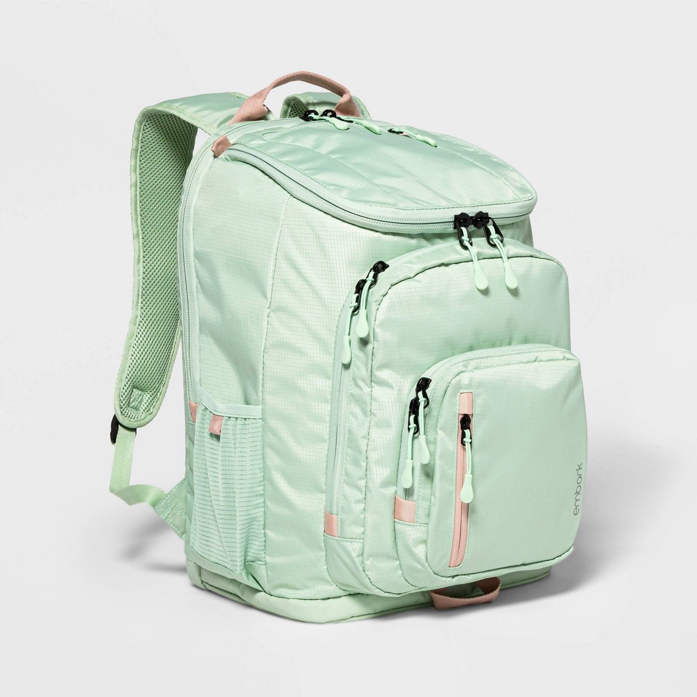 Embark Adjustable Shoulder Straps and Web Handle Jartop Backpack, 19  Inches, Mint/Pink