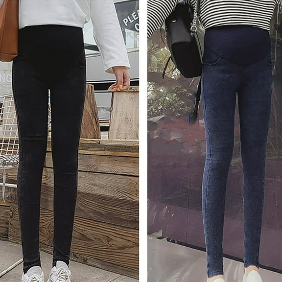 Tejiojio Maternity/Labor/Nursing Clothing Women Solid Color High Waist Jeans Flares Ankle Fashion Pants Trouser