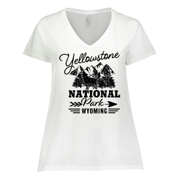 Inktastic Wyoming Yellowstone National Park Women's Plus Size V-Neck T-Shirt