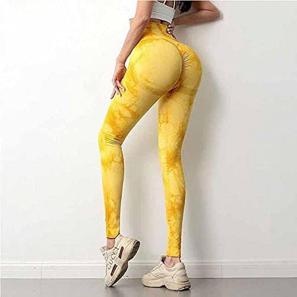 YHWW Leggings,Fitness Mujer Deporte Leggings Sin Costuras Tie Dye Cintura Alta Elásticos Pantalones De Yoga Entrenamiento De Gimnasio Leggings para Correr S RosePurple