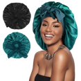 thumbnail image 1 of Gorro de dormir Arqumi de seda satinada para mujer y hombre, 2 unidades, negro y verde, 1 of 7
