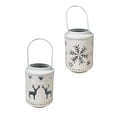 thumbnail image 1 of 2 uds vela de Navidad de Metal farol estilo Vintage candelabro decoración del hogar Copo de nieve y ciervo, 1 of 9
