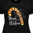 thumbnail image 4 of Inktastic Merry Christmas Red and Gold Candy Cane Women's Plus Size T-Shirt, 4 of 5