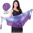 thumbnail image 6 of Belly Dance Hip Scarf with Tassels Sequins, Triangle Coins Wrap Skirt Music Festival Clothing, 6 of 7