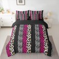 thumbnail image 2 of Homewish Pink Leopard Print Bedding Comforter Set 7 Pieces for Women, Modern Zebra Cheetah Print Full Bedding Set, Fashion Abstract Reversible Fitted Sheet Flat Sheet, Breathable Home Decor, 2 of 7