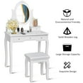 thumbnail image 3 of Gymax Bedroom Wooden Mirrored Makeup Vanity Set Stool Table Set White 5 Drawers, 3 of 10