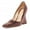 Brown, variant on YDN Women Graceful Square Closed Toe Slip On Pumps Wedge High Heels Dressy Business Office Prom Braided Shoes Size 7 Red