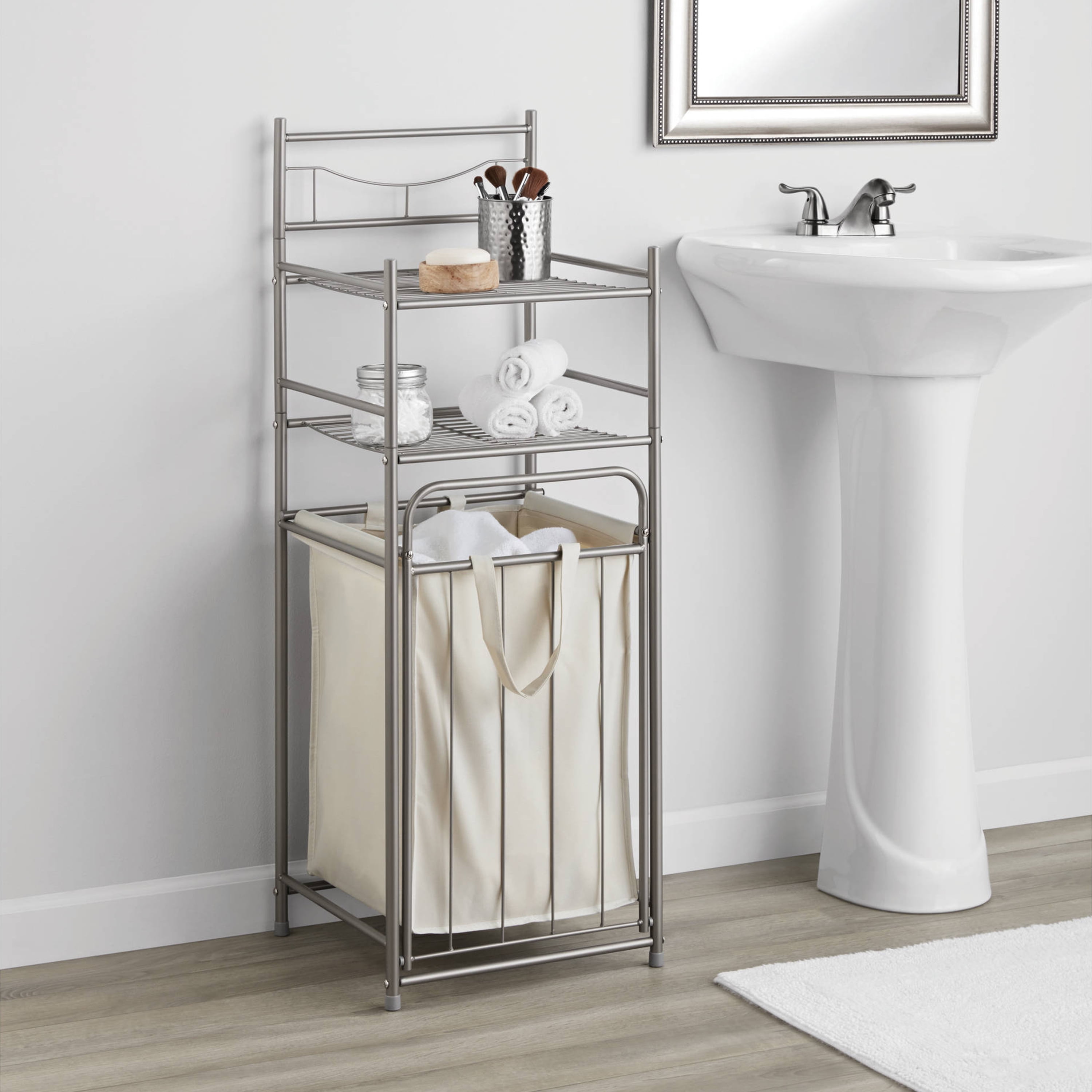 Tall Bath Storage Tower Brushed Nickel Metal - Brightroom™ : Target