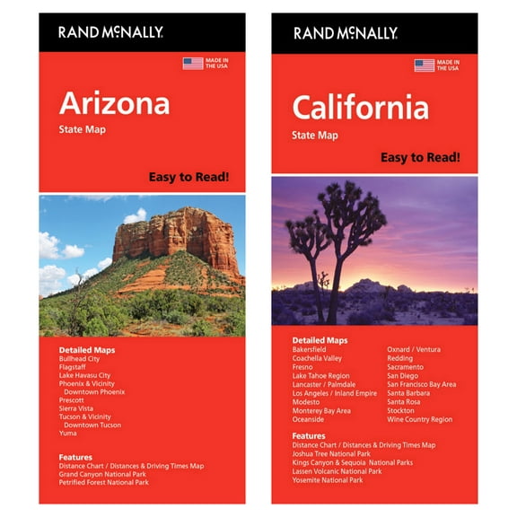 Rand McNally State Maps: Arizona and California (2 Maps)
