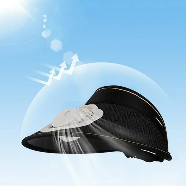 Sombrero para acampar y hacer senderismo con ventilador de carga USB, protección solar, parasol, para viajes al aire libre, equitación, playa, sombrero para el sol vacío, gorra de abanico