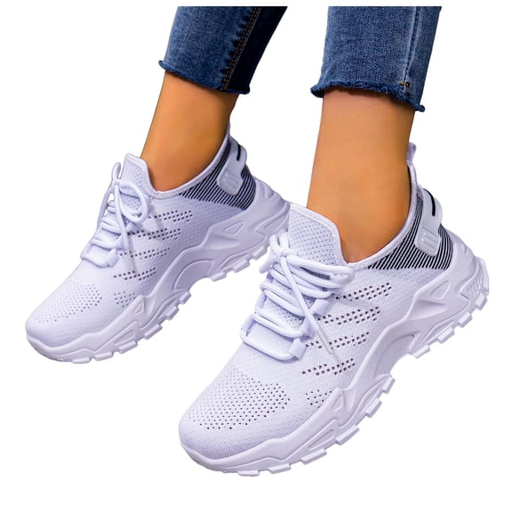 Rokment Women's White Running Shoes Comfortable Athletic Outdoor Sports Memory Foam Cross Training Workout Fitness Walking Tennis Golf Slip on Fashion Sneakers Black Size 6
