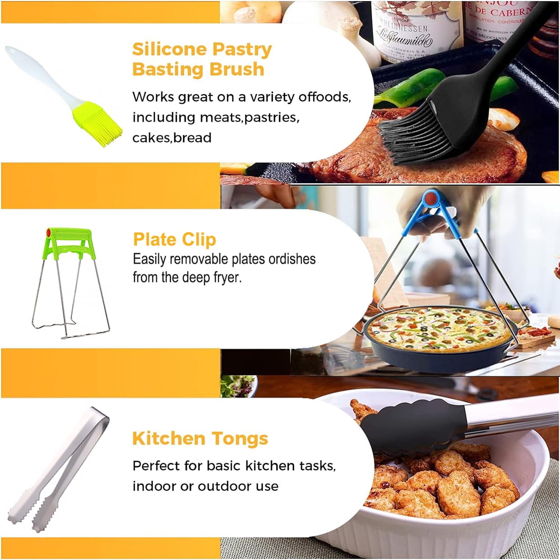 Air Fryer Accessories - 7 Inch Set of 10 Pcs Compatible for 3.2 - 6.8QT Accessories for Air Fryer with Cake Pan, Pizza Pan, Air Fryer Liner (Set of 10)