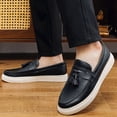 thumbnail image 2 of BXSRUTA Men's Plus Size Low-Top Slip-on Tassel Loafers, Comfortable Soft Sole Casual Dress Shoes for Spring Summer, 2 of 8