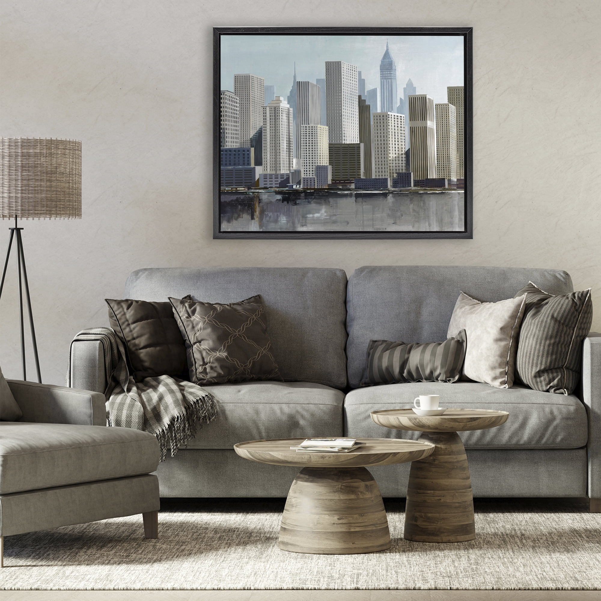Stupell Industries New York City Sans Bridge Black Framed Floater Canvas Wall Art, design by Lorenzo Collective