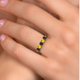 thumbnail image 4 of Gem Stone King 18K Yellow Gold Plated Silver Blue Sapphire and Yellow Sapphire Wedding-Bands Ring for Women | 0.98 Cttw | Round 3.5MM | Gemstone September Birthstone | Size 5, 4 of 6