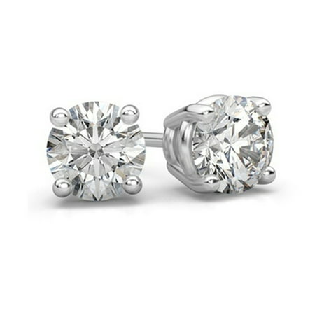 Sterling Silver 1 Ct Round Cubic Zirconia Stud Earrings