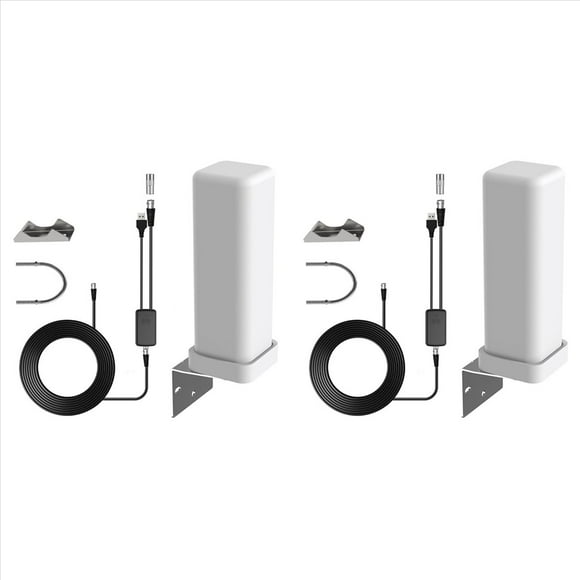 2X Antena de TV Digital 4K 35dBi Canal HDTV Gratuito para Exteriores Amplificador de Señal de Alcance de 6000 Millas para ATSC/DVB-T/DMB-T/ISDB-T