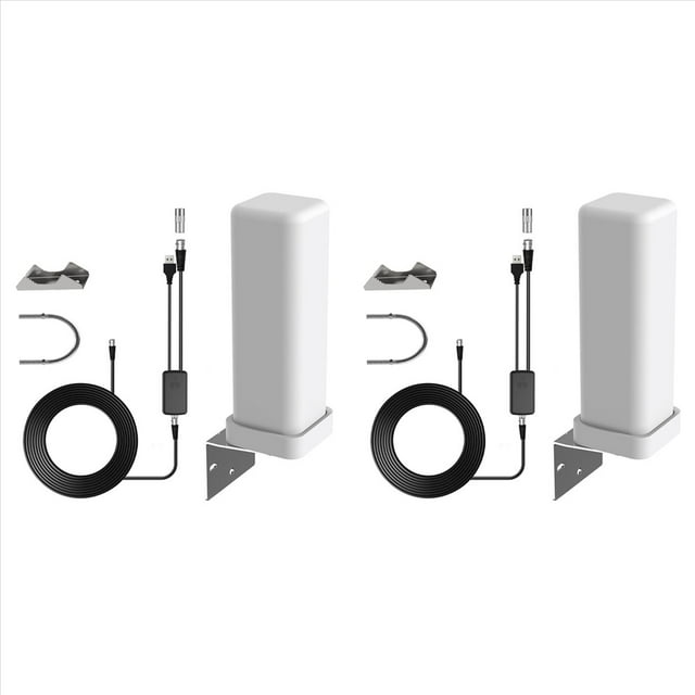 2X Antena de TV Digital 4K 35dBi Canal HDTV Gratuito para Exteriores Amplificador de Señal de Alcance de 6000 Millas para ATSC/DVB-T/DMB-T/ISDB-T