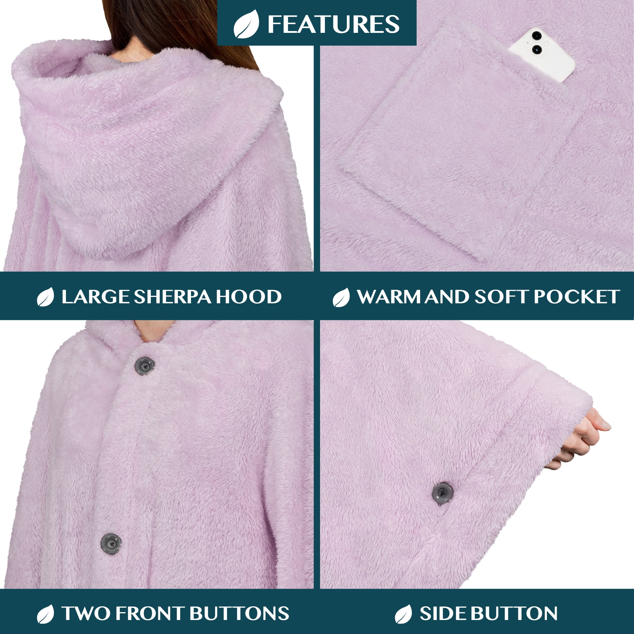 Pavilia Premium Fabrics Luxurious Angel Wrap Wearable Blanket (Women's)