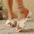thumbnail image 2 of Open Toe Pearl High-Heeled Sandals For Women Lace Pearl Applique Block Heel Slide Sandals Floral Embroidery Mules Comfortable Chunky Heel Summer Shoes Dress Evening Bride Shoes 2026, 2 of 7