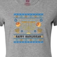 thumbnail image 4 of Inktastic Happy Hanukkah Sweater Style Design with Menorah and Dreidel Women's T-Shirt, 4 of 5