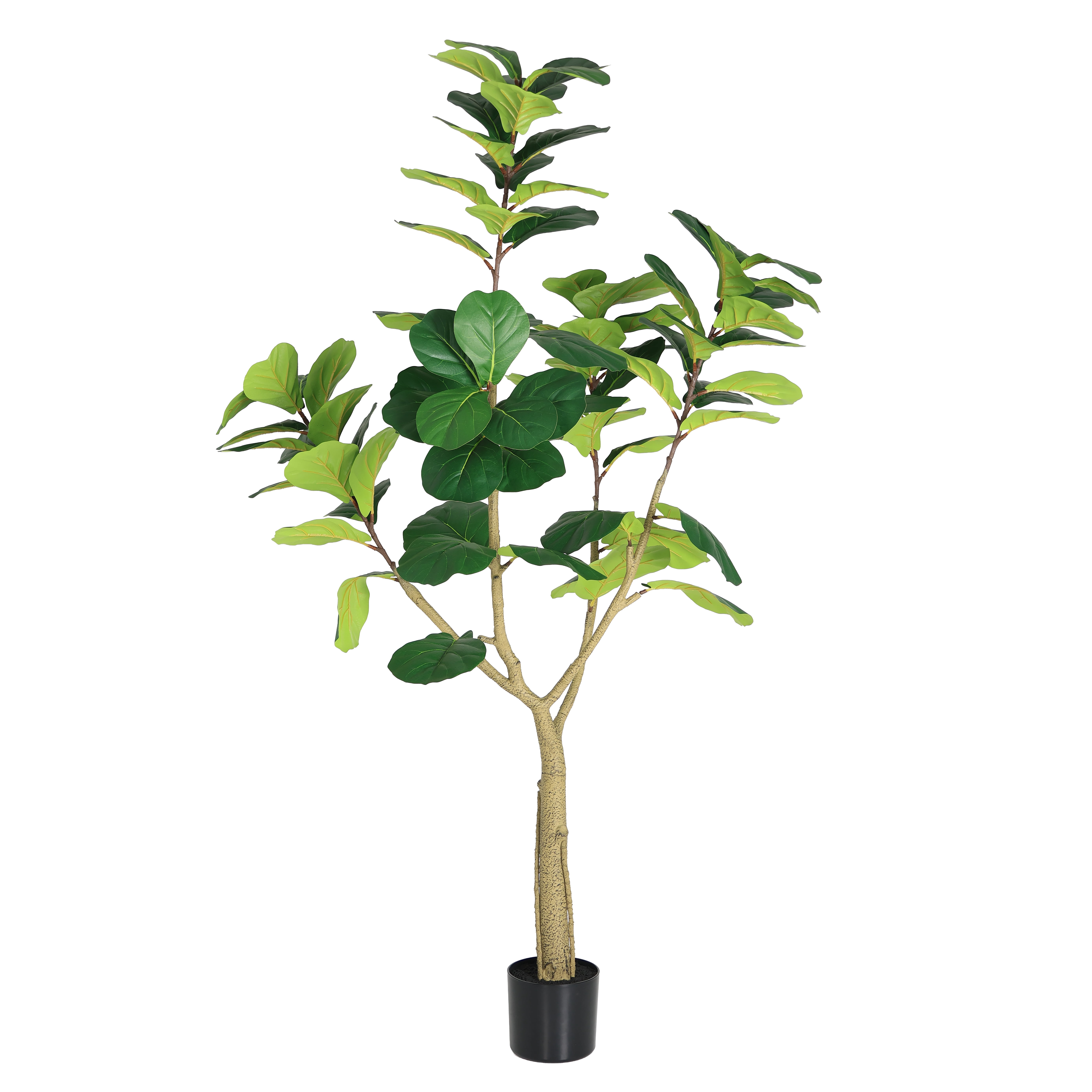 6FT Artificial Fiddle Leaf Fig Tree with White Planter Pot,Leaves Lifelike Fake Indoor Plant for Home Office Living Room Decoration