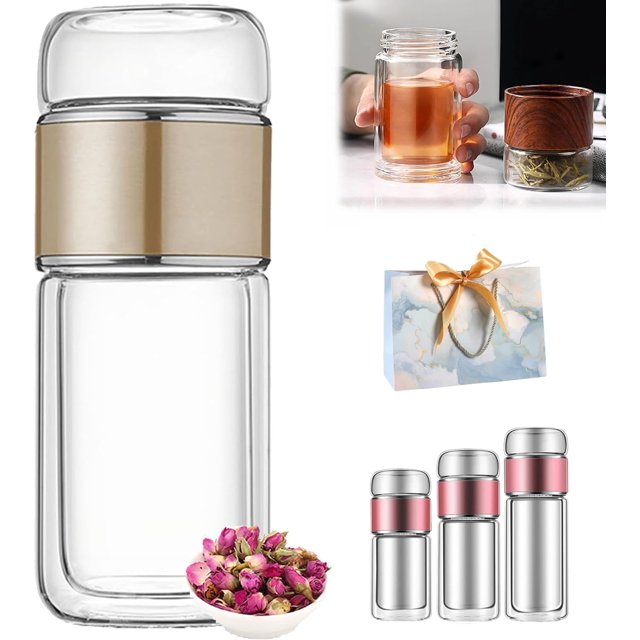 Alivefuser Tea Infuser, Alive Fuser Tea Infuser, Alivefuser™ Tea Infuser, Alivefuser Teapot, Glass Tea Infuser for Loose Leaf Tea, Tea Water Separation Tea Cup for Office Travel (Gold, 12oz(350ml))