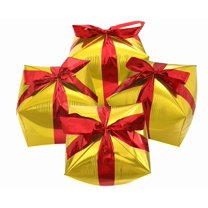 4Pcs Christmas Gift Balloons, 12.6 Inch Present Box Foil Aluminum Balloon Gift Boxes for Christmas Party Christmas Tree Decorations Christmas Indoor Home Décor, Merry Christmas Balloons - 4Pcs(Gold)