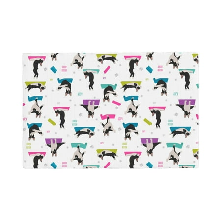

Table Placemats Set of 4 - Boston terrier Yoga dogs funny 12x18 In Faux Linen Double Heat Resistant Place Mats Cloth Indoor/Outdoor Placemats Washable Table Mats for Dining Kitchen Party