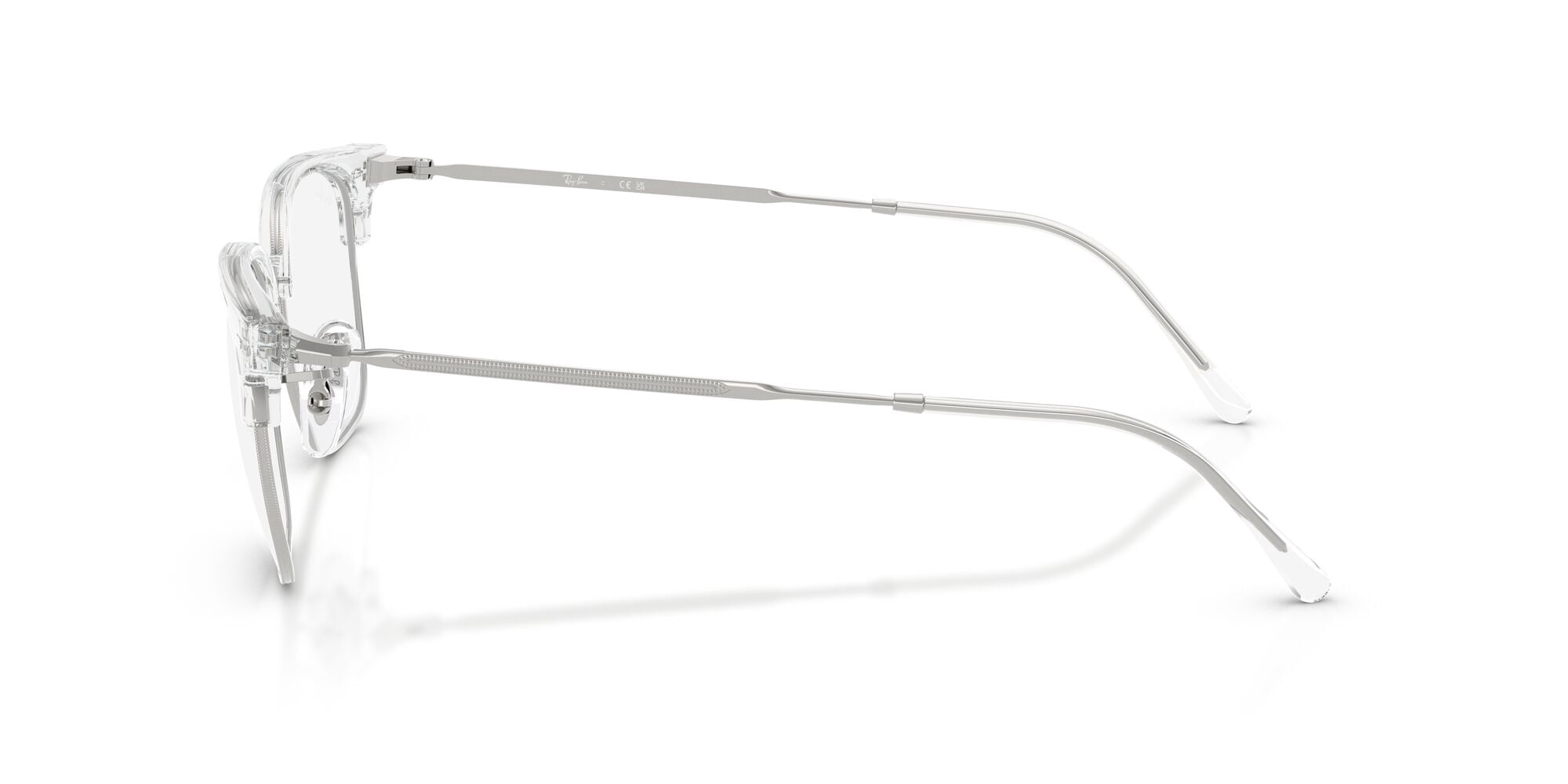 Ray-Ban Unisex Size 51 New Clubmaster Prescription Eyeglasses, Transparent on Silver/Demo Lens