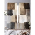 thumbnail image 3 of Black Brown Abstract Sheer Curtains 84 Inch Length 2 Panels Set, Oil Painting Color Blocks Voile Window Treatment Rod Pocket Curtains Sheers Drapes for Bedroom/Living Room/Kitchen 52"x84"x2, 3 of 7