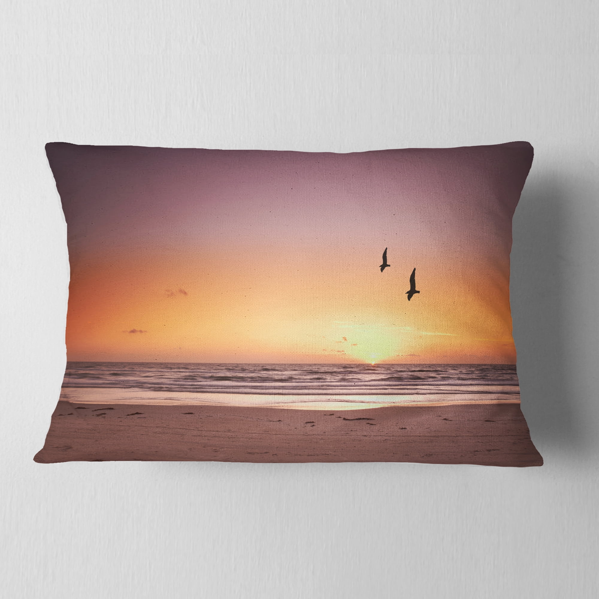 Designart 12" x 20" Red Polyester Throw Pillow