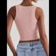 thumbnail image 5 of Tops Cortos Sin Mangas con Cuello Cuadrado para Mujer 2025, Bonitos Tops de Tirantes Y2K de Doble Capa, Sin Costuras y Ajustados Rosa L, 5 of 8