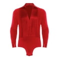 thumbnail image 3 of YiZYiF Men Latin Tango Ballet Dance Shirt Long Sleeve V Neck Ballroom Leotard Professional Dancewear Red XXL, 3 of 7