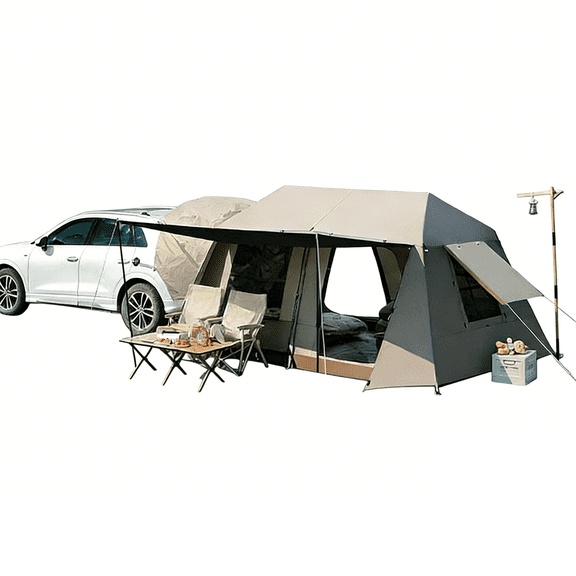 4-6 Person SUV Tent with Screen Porch and Awning for Family Camping, 12x7.8x6ft Silver Coated, Instant Waterproof & Windproof Tailgate Car Camping Tent for Outdoor Adventures