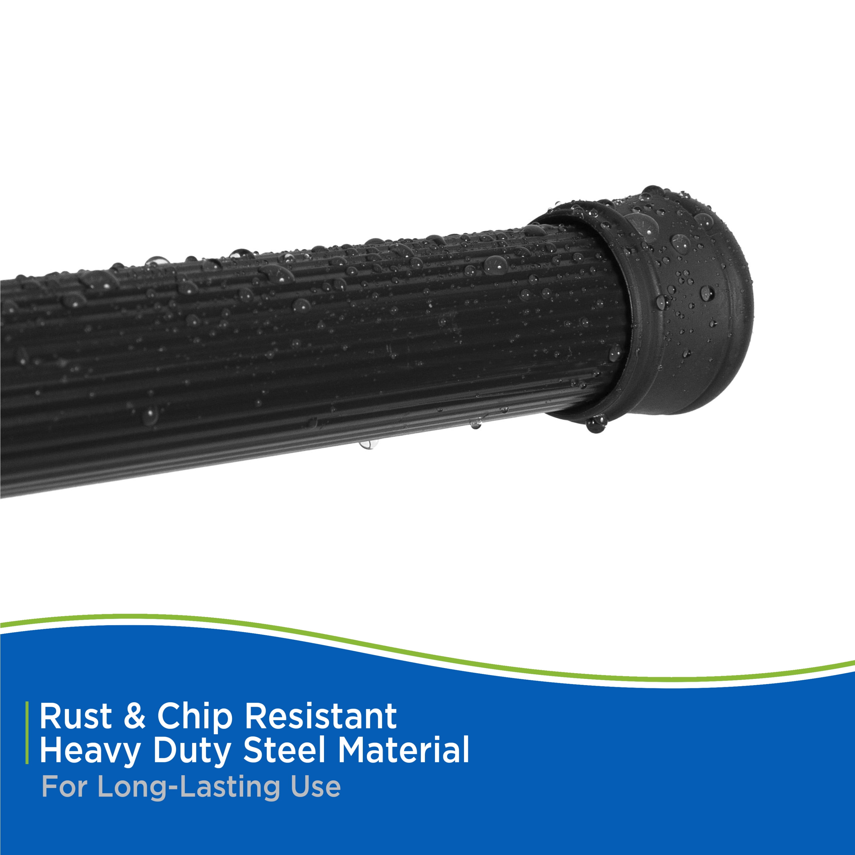 (2 pack) Kenney Twist & Fit No Tools Rust-Resistant Coated Steel Adjustable Spring Tension Utility Rod, 42-72", Black