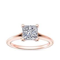 Diamond-Capitals 2.00 Carat Unique Princess Cut Moissanite Solitaire Diamond Ring for Birthday Gift in Solid 18K Rose Gold Size 11