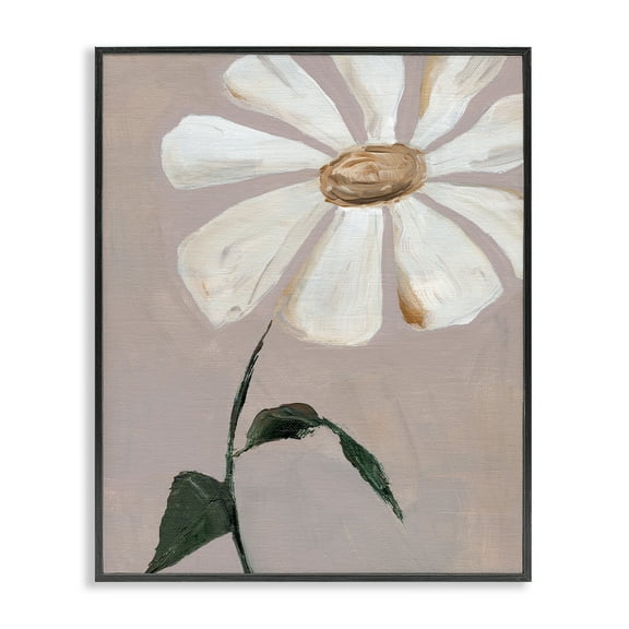 Stupell Industries Single Daisy Sprig Plants & Flowers Painting Black Framed Art Print Wall Art, 11 x 14