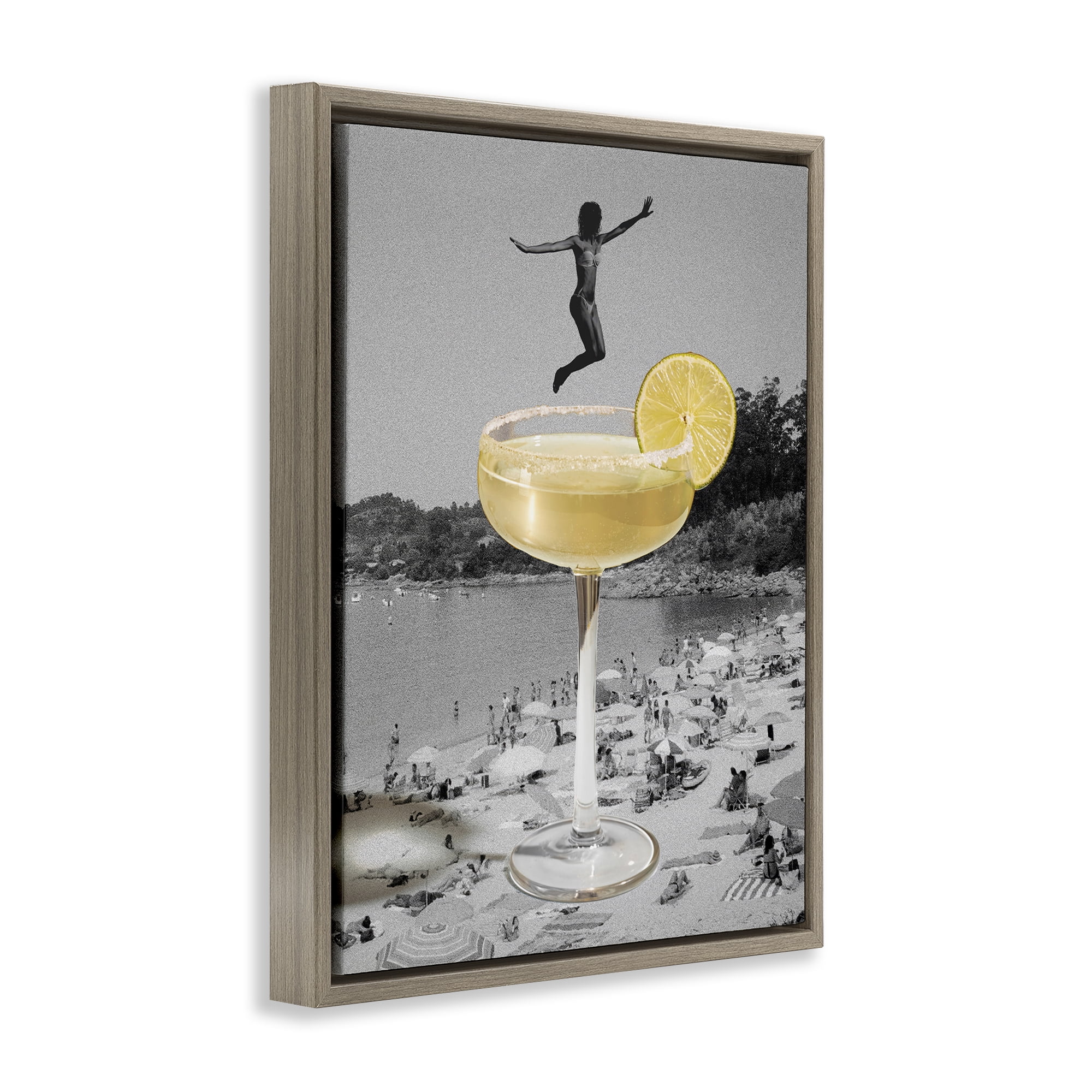 Stupell Industries Swimming in Cocktail Food & Beverage Painting Brown Floater Framed Canvas Art Print Wall Art, 17 x 21