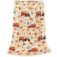 thumbnail image 2 of Honeii Pumpkins On Red Car And Tractor Print Fleece Blanket - Throw Blanket for Bed, Sofa, Couch, Camping, and Travel , Microplush Ultra Soft Warm Blanket-80"x60", 2 of 7