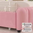 thumbnail image 5 of Full Bed Frame with LED Light & Charging Station, Modern Velvet Upholstered Platform Bed with Storage Headboard,4 Drawers, Noise-Free, No Box Spring Needed,Pink, 5 of 8