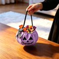thumbnail image 2 of CUZIBR Trick Or Treat Bags For Kids Halloween Baskets Pumpkin Bow Halloween Candy Bags With Handle Plush Large Capacity Party Favors,Purple, 2 of 2