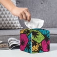 thumbnail image 6 of Lsque Hawaii Palms Printed Tissue Box Cover Holder, Facial Paper Organizer Dispenser,Square with Bottom Belt, PVC Leather Decorative Organizer, 6 of 8